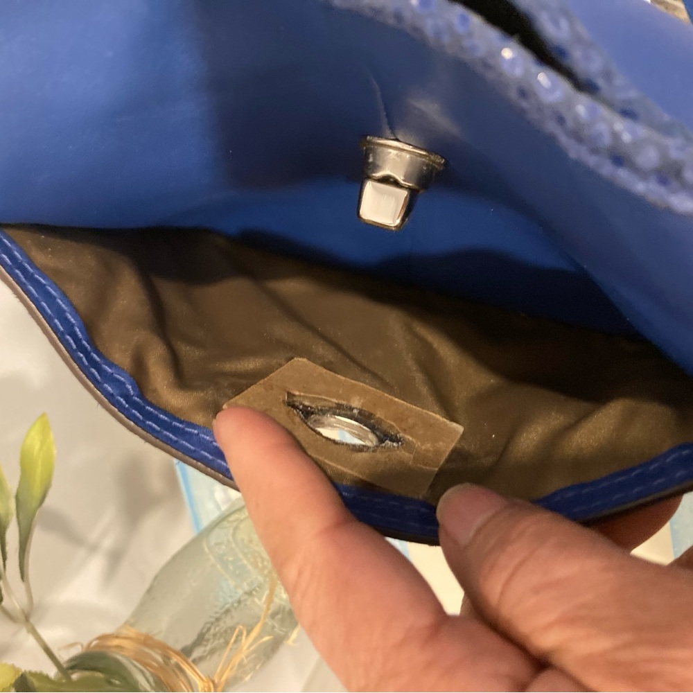 Coach Penelope Royal Blue Leather and Snake Embossed Crossbody Bag - Picture 13 of 15